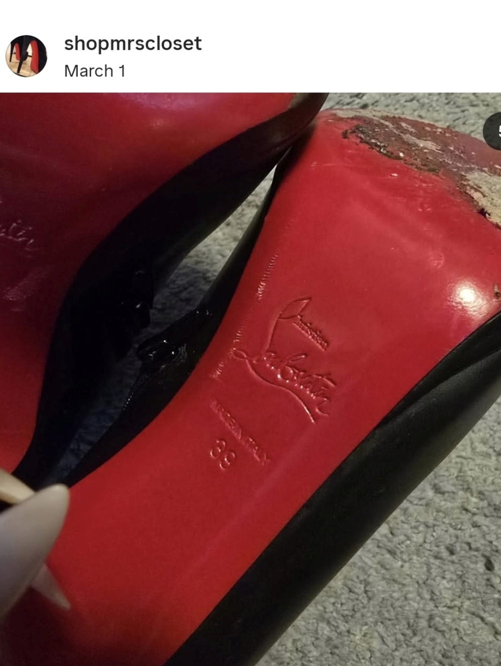 Women’s Black Leather Ankle Boots with Red Sole - Picture 5 of 5